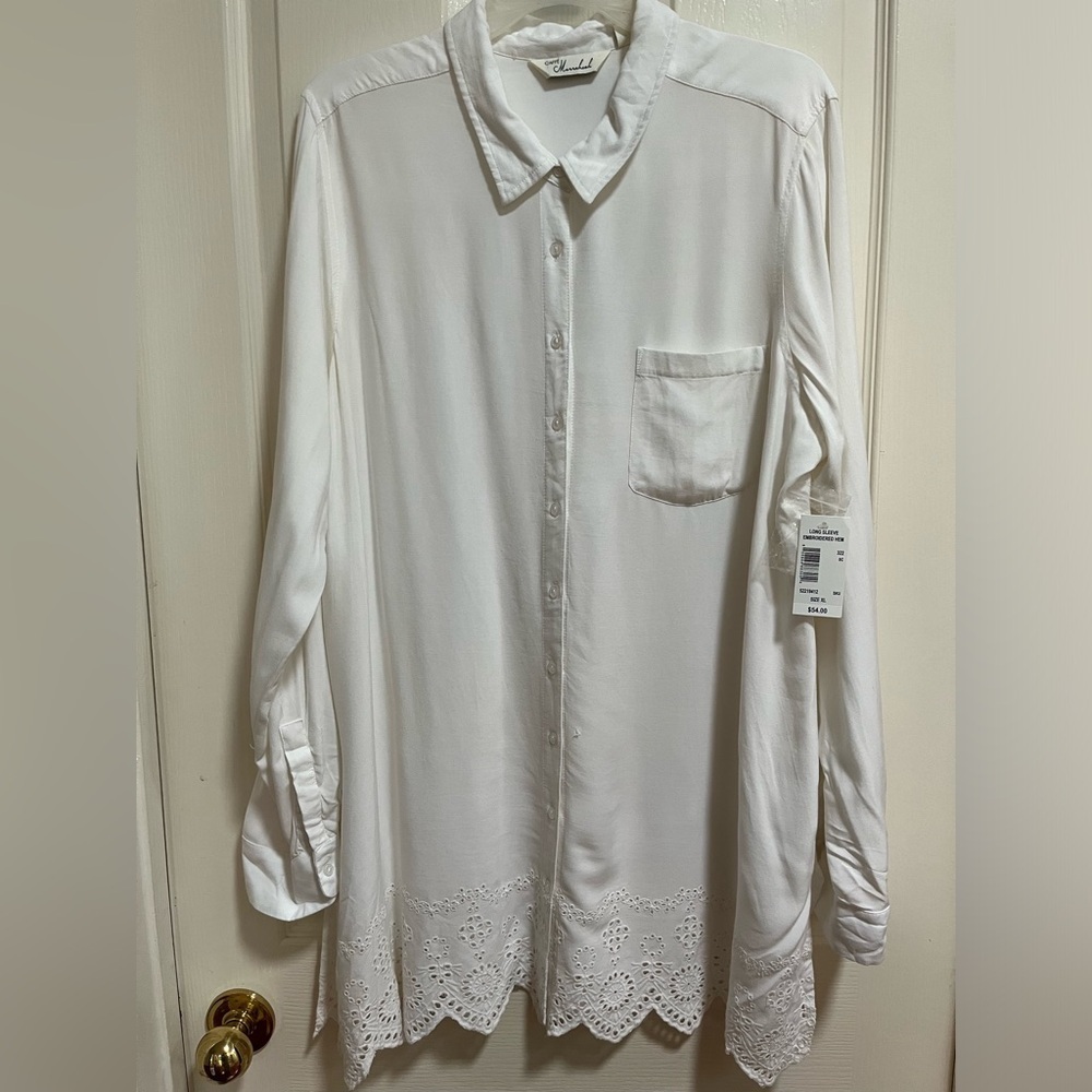 Caffe Marrakesh button up tunic blouse top XL FLAW